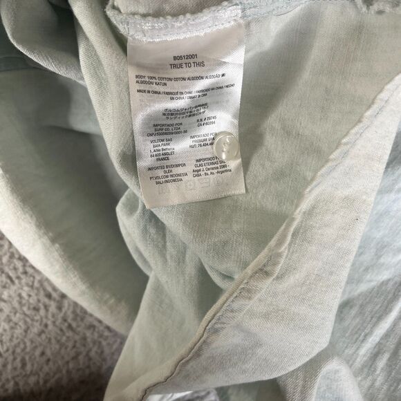 Volcom Denim Shirt Womens M Blue Denim Chambray Long Sleeve Pocket Nice Fade - Picture 9 of 9